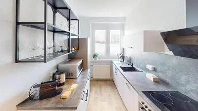 Küche/Küchenzeile in der Unterkunft Lichterfülltes Apartment mit WLAN