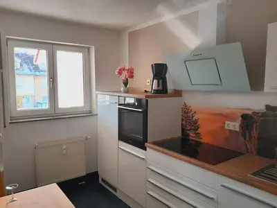 Küche/Küchenzeile in der Unterkunft Zur Bastei