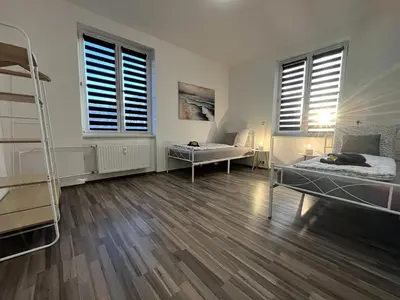 Ein Bett oder Betten in einem Zimmer der Unterkunft MonteurWohnung Oskar06