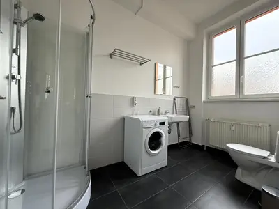 Ein Badezimmer in der Unterkunft MonteurWohnung Oskar06