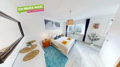 Ein Bett oder Betten in einem Zimmer der Unterkunft Citynah und im Grünen gelegen, WLAN