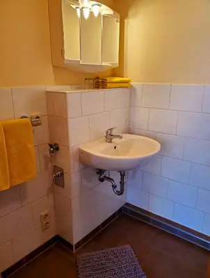 Ein Badezimmer in der Unterkunft Café am Hirschgrund