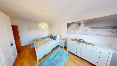 Ein Bett oder Betten in einem Zimmer der Unterkunft Urban gelegenes Apartment mit WLAN