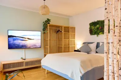 Ein Bett oder Betten in einem Zimmer der Unterkunft Großzügiges Studio-Apartment