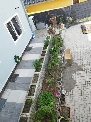 Ein Garten an der Unterkunft Rim Ferienwohnung in Lauchhammer mit Balkon