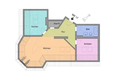 Grundriss der Unterkunft 2,5 Zimmer Ruhig und Exklusiv