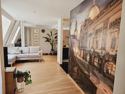 Ein Sitzbereich in der Unterkunft Elegantes Loft mit 2 Etagen im Königsviertel