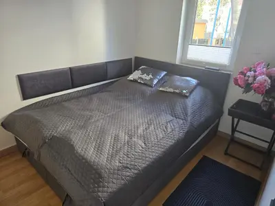 Ein Bett oder Betten in einem Zimmer der Unterkunft Haus Dresden, Pool, Garten, Terrasse, familienfreundlich