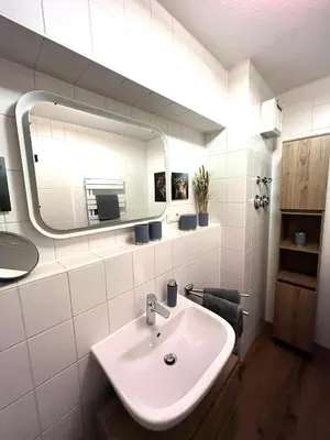 Küche/Küchenzeile in der Unterkunft ANER 5 elegantes Neustadt Apartment Abby