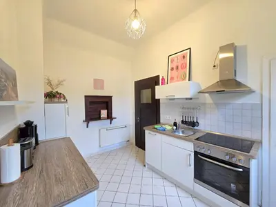 Küche/Küchenzeile in der Unterkunft Ferienwohnung im Musikerviertel