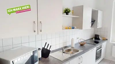 Küche/Küchenzeile in der Unterkunft Ferienwohnung nahe Industriemuseum, WLAN