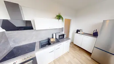 Küche/Küchenzeile in der Unterkunft Ferienwohnung mit Weitblick, WLAN