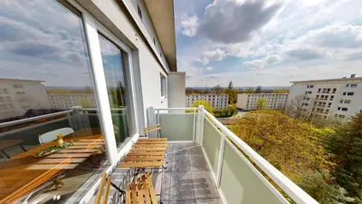 Ein Balkon oder eine Terrasse in der Unterkunft Ferienwohnung mit Weitblick, WLAN