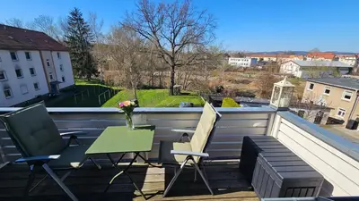 Ein Balkon oder eine Terrasse in der Unterkunft Ferienwohnung An der Seidewitz - keine Monteure