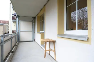 Ein Balkon oder eine Terrasse in der Unterkunft Atelierwohnung am Stadtpark