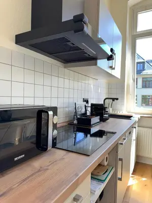 Küche/Küchenzeile in der Unterkunft NewCityHome - Chemnitz - 2 Zi - Design Apartment Naomi - Kaßberg - Private Parking