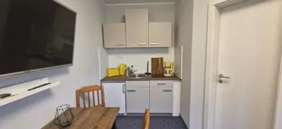 Küche/Küchenzeile in der Unterkunft Ferienwohnung Schwalbennest2