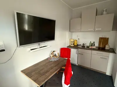 Küche/Küchenzeile in der Unterkunft Ferienwohnung Schwalbennest2