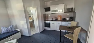 Küche/Küchenzeile in der Unterkunft Ferienwohnung Schwalbennest1