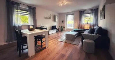 Ein Sitzbereich in der Unterkunft Quartier Apartment - alte Steigerbaude