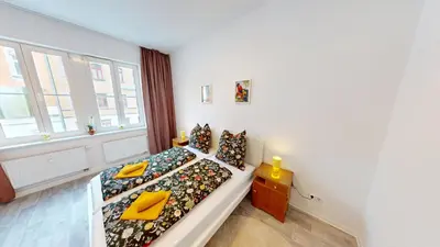Ein Bett oder Betten in einem Zimmer der Unterkunft 2-Raum-Wohnung in Zentrumsnähe