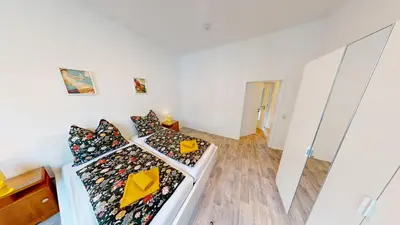 Ein Bett oder Betten in einem Zimmer der Unterkunft 2-Raum-Wohnung in Zentrumsnähe
