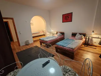 Ein Bett oder Betten in einem Zimmer der Unterkunft Elbe Quartier Meissen TOP MONTEURUNTERKÜNFTE Wohnung 12