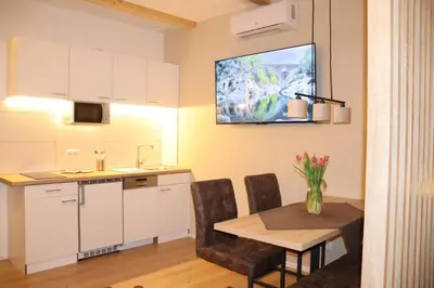 Küche/Küchenzeile in der Unterkunft Ferienhaus mit Garten und Tor zur Dresdner Heide