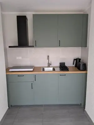 Küche/Küchenzeile in der Unterkunft Ferienwohnung Dorfaue