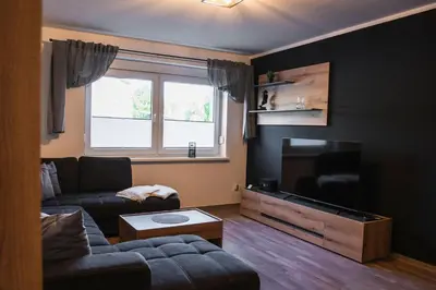 Ein Sitzbereich in der Unterkunft Ferienhaus zum Johannisthal