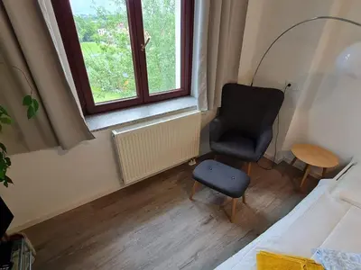 Ein Sitzbereich in der Unterkunft Ausblick Freital 5