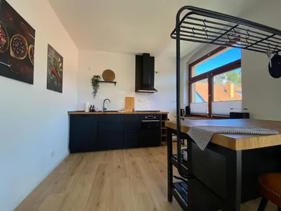Küche/Küchenzeile in der Unterkunft Fernblick - Ferienwohnung mit Bastei-Aussicht