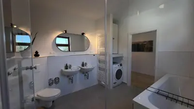 Ein Badezimmer in der Unterkunft Fernblick - Ferienwohnung mit Bastei-Aussicht