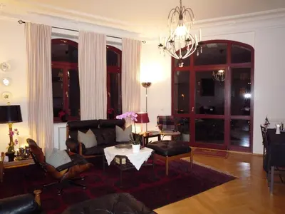 Ein Sitzbereich in der Unterkunft Ferienwohnung Villa Fiedler