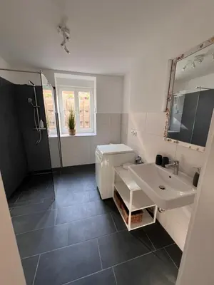 Ein Badezimmer in der Unterkunft Trompeten-, Posaunen- & Tuba-Appartment in Stolpen