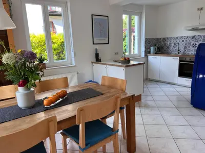 Küche/Küchenzeile in der Unterkunft Trompeten-, Posaunen- & Tuba-Appartment in Stolpen