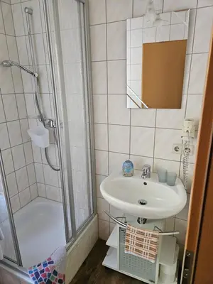 Ein Badezimmer in der Unterkunft Ferienhaus Dönschten