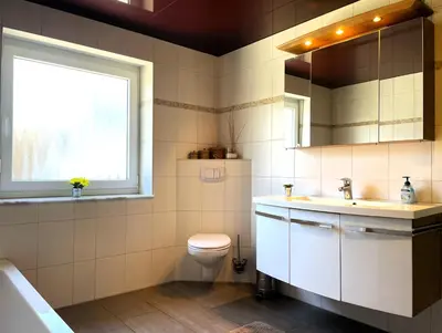 Ein Badezimmer in der Unterkunft Gästehaus Seenland