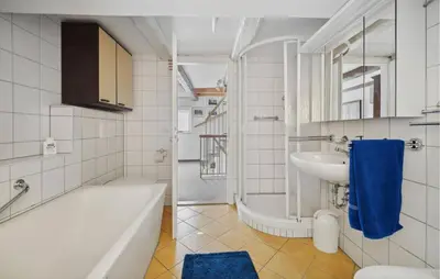 Ein Badezimmer in der Unterkunft Elbferienhaus Altlaubegast