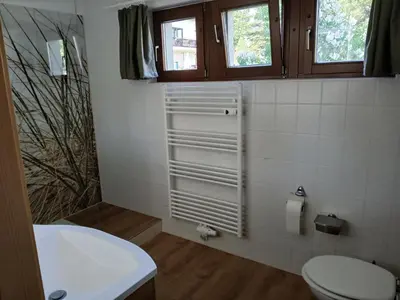 Ein Badezimmer in der Unterkunft Ferienwohnung Am Teich