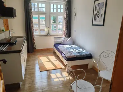 Küche/Küchenzeile in der Unterkunft Elbe Quartier Meissen TOP MONTEURUNTERKÜNFTE Appartement 6
