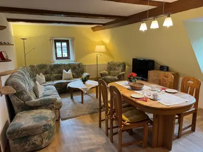 Ein Sitzbereich in der Unterkunft Landhaus Sorgenfrei obere Etage