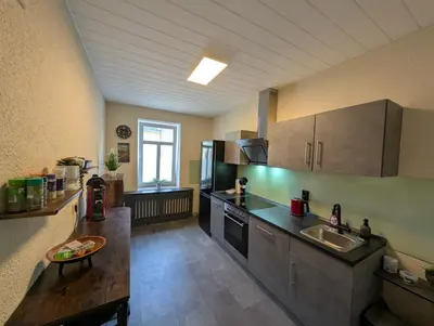 Küche/Küchenzeile in der Unterkunft König - Ferienwohnung Waldheim