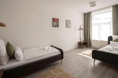 Ein Bett oder Betten in einem Zimmer der Unterkunft 4-room apartment in the heart of Chemnitz