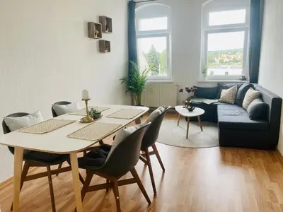 Ein Sitzbereich in der Unterkunft Large apartment in Pieschen