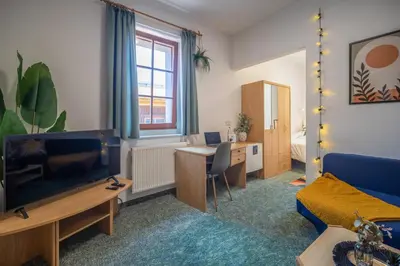 TV/Unterhaltungsangebot in der Unterkunft Zentrales Studio - mit Sofa & 2 Einzelbetten