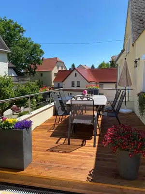 Ein Balkon oder eine Terrasse in der Unterkunft Ferienwohnung Fiss Dorfhain