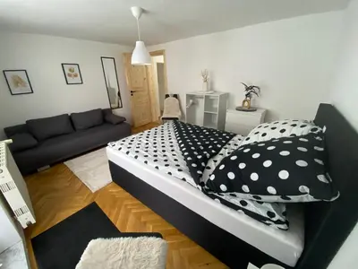 Ein Bett oder Betten in einem Zimmer der Unterkunft Ferienwohnung Fiss Dorfhain