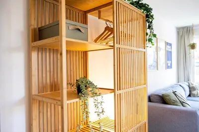 Ein Sitzbereich in der Unterkunft StayTime - Green Studio