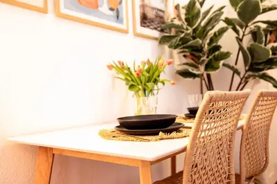 Ein Sitzbereich in der Unterkunft StayTime - Citrus Nest